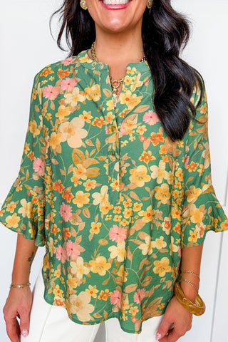 Heritage Green Multi Floral Blouse