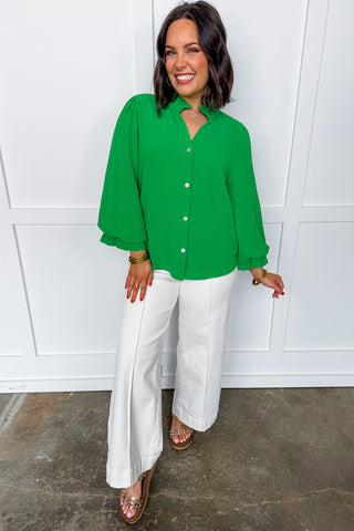 On The Bright Side Top in Kelly Green