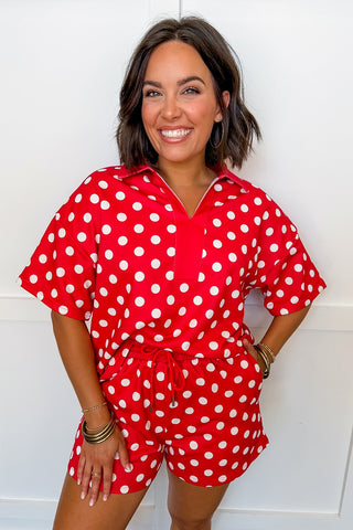 On The Go Polka Dot Short Set In Red