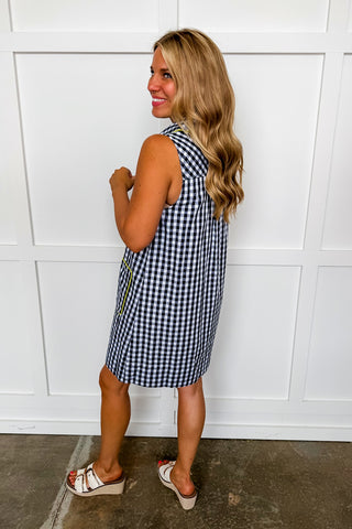 Clubhouse Cutie Gingham Dress in Navy