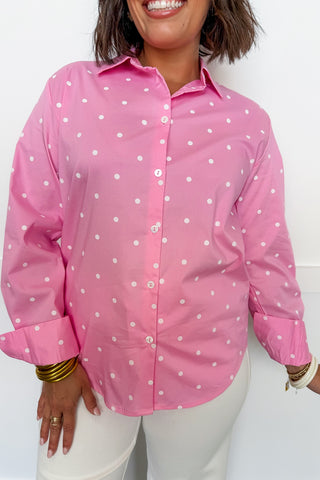 Sweet Spot Button-Up Top in Pink