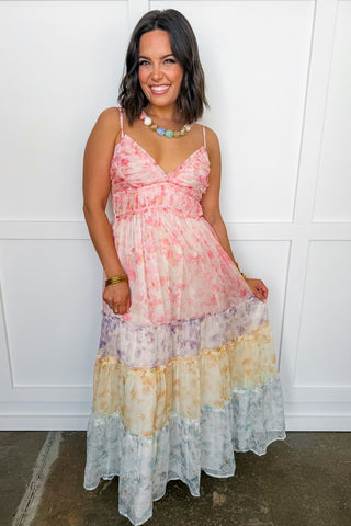 Pastel Paradise Tiered Maxi Dress Jules & James Boutique Pastel Paradise Tiered Maxi Dress Jules & James Boutique