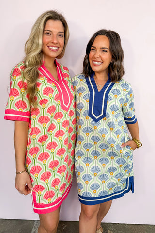 The Riviera Bloom Mini Dress in Navy