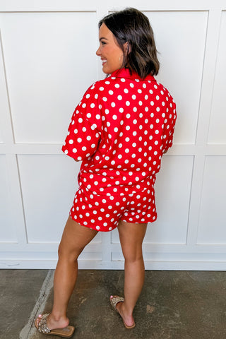 On The Go Polka Dot Short Set In Red