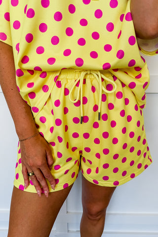 On The Go Polka Dot Short Set in Yellow