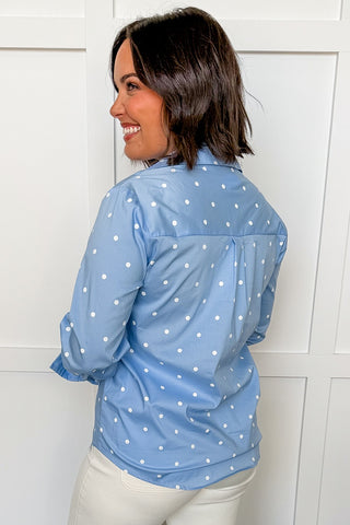 Sweet Spot Button-Up Top in Blue