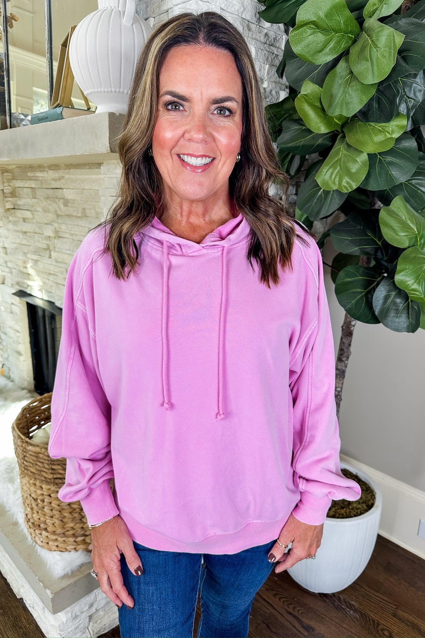 Throw On & Go Terry Cloth Lined Pink Hoodie