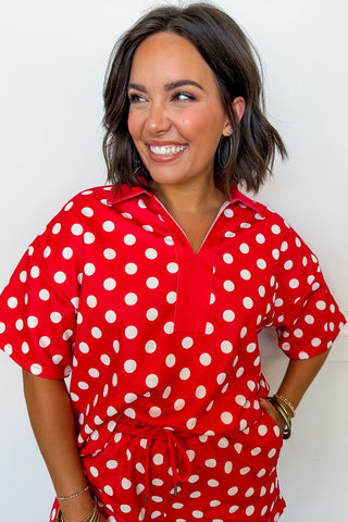 On The Go Polka Dot Short Set In Red