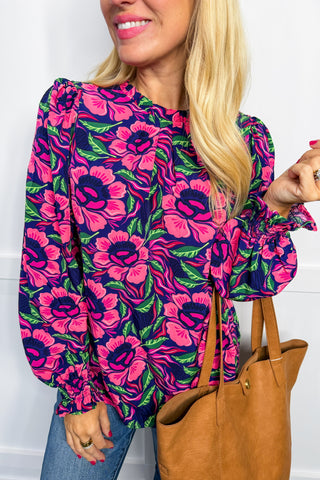 Hot Pink Deal - The Quinn Lovestruck Navy Top By Michelle McDowell