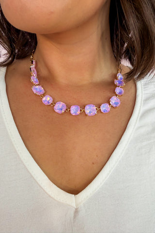 The Eleanor Square Gemstone Necklace in Lavender