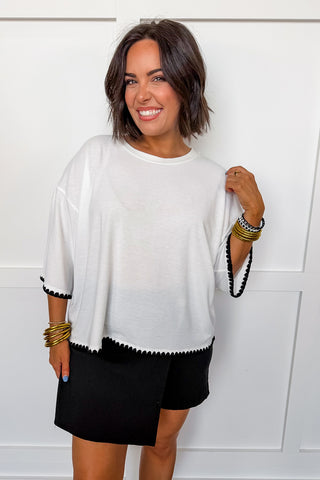 Breezy Basic Embroidered Trim Top