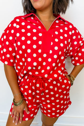 On The Go Polka Dot Short Set In Red