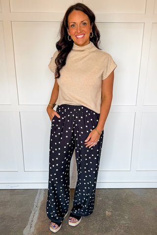 Classic Dot Elastic Pants in Black