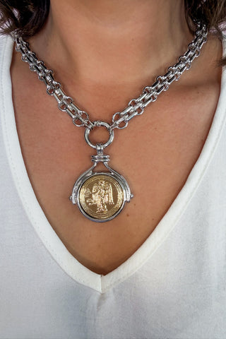Treasured Coin Pendant Necklace in Silver