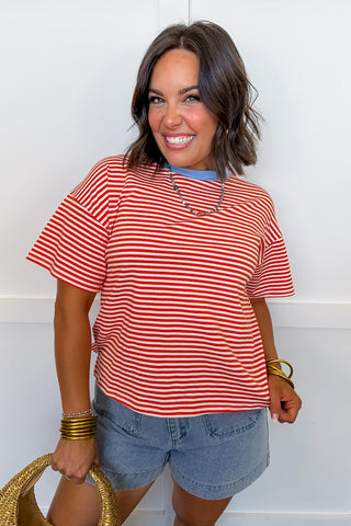 Weekend Favorite Orange Stripe Tee