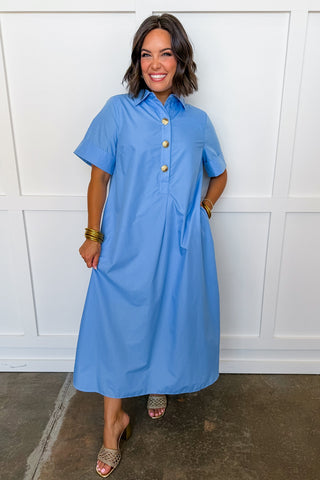 The Augusta Afternoon Midi Dress in Light Blue