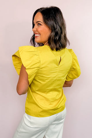 Statement Sleeve Society Top in Lemon