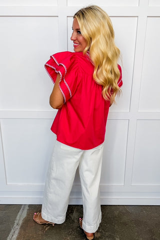 Southern Belle Statement Top in Red