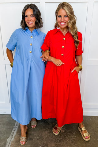 The Augusta Afternoon Midi Dress in Light Blue