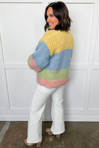 Candy Stripe Chunky Knit Cardigan