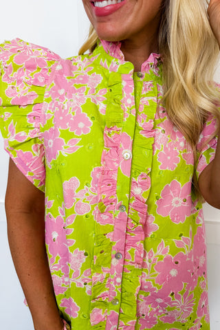 The Charlotte Floral Eyelet Top