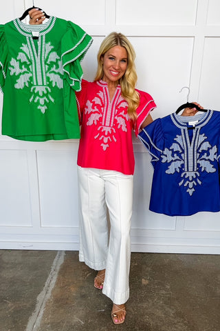 Southern Belle Statement Top in Red