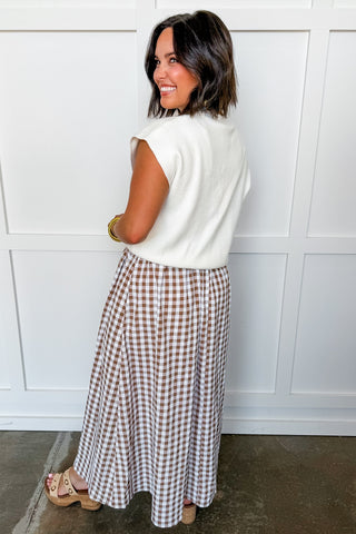 Two Items = Gingham Maxi Dress + Cream Sweater