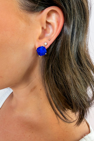 The Isabella Gemstone Stud Earrings in Royal Blue