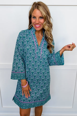 The Brenda Dress in Sun Shower Flora Ocean by Mary Square