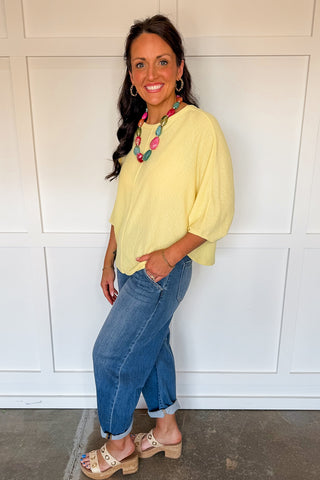 Relaxed Days Dolman Knit Top in Yellow
