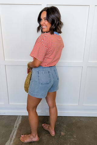Elevated Horse Bit Denim Shorts