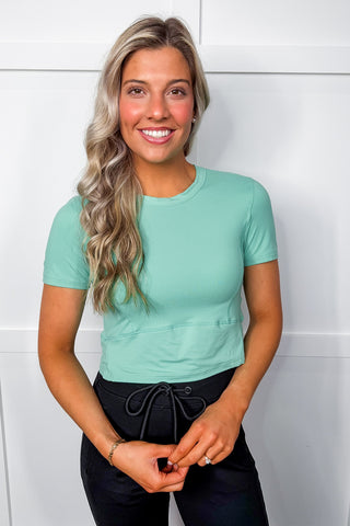 Hot Pink Deal - On The Go Crop Tee in Emerald