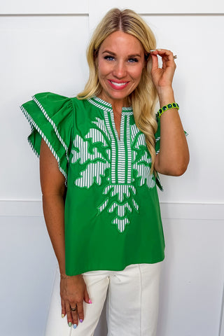 Southern Belle Statement Top in Green