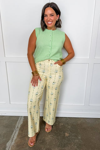 Sweet Staple Button Knit Top in Lime