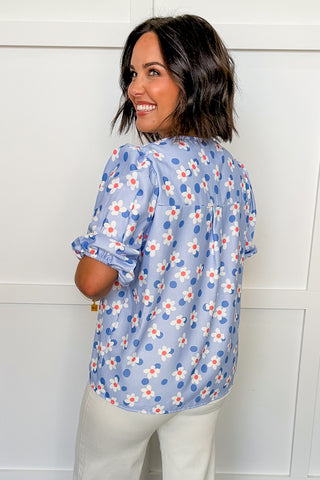 Daisy Dot Tie Top in Blue