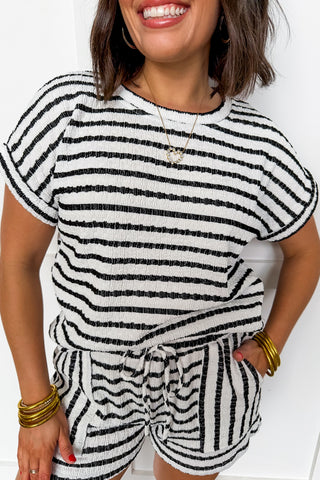 Off Duty Striped Tee in Black