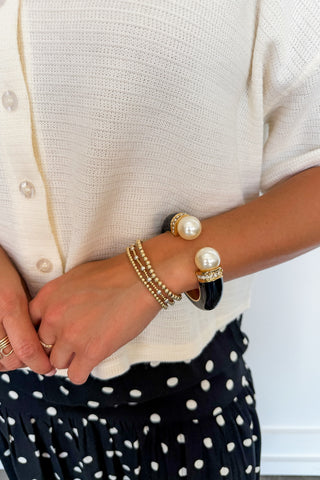 The Pearl Pop Hinge Bracelet in Black