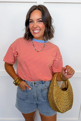 Weekend Favorite Orange Stripe Tee