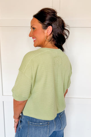 Easy Style Button Top in Sage Green