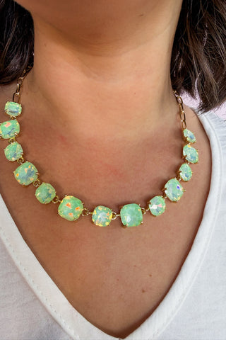The Eleanor Square Gemstone Necklace in Mint