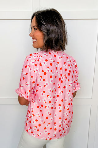 Daisy Dot Tie Top in Pink