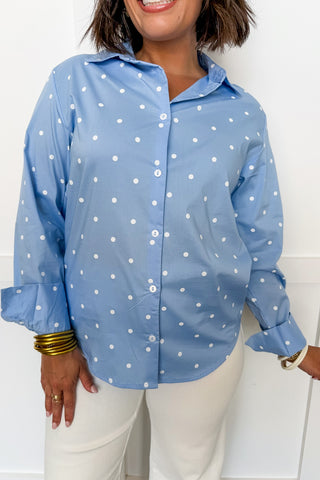 Sweet Spot Button-Up Top in Blue