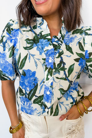 The Juliette Top in Blue Hydrangeas