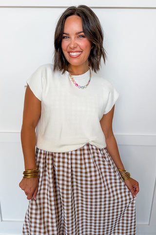Two Items = Gingham Maxi Dress + Cream Sweater