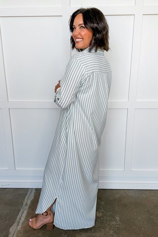 Out & About Stripe Midi Dress in Sage