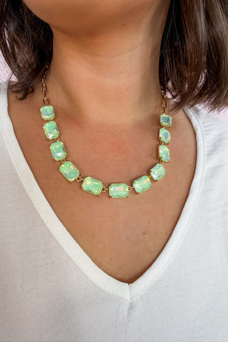 The Audrey Prism Cut Gemstone Necklace in Mint