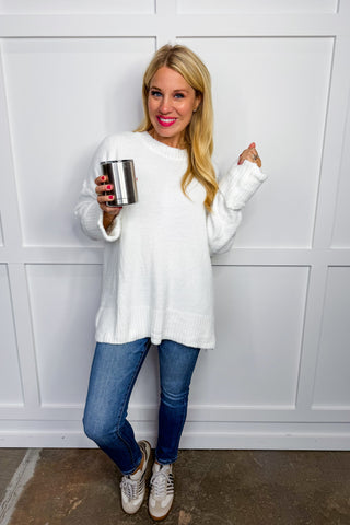 Hot Pink Deal - The Cloud Nine Sweater in White