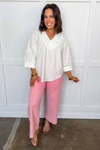 Elevated Everyday Off White V Neck Top