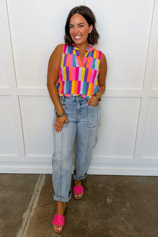Dear Scarlett Lizzy Tank Top in Multi Color Block
