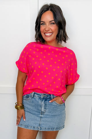 Everyday Happy Dot Top in Pink